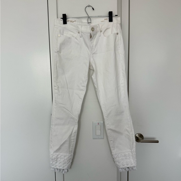 Lilly Pulitzer South Ocean Skinny Crop White Ankle Jeans size 8 - worn once - Picture 1 of 6
